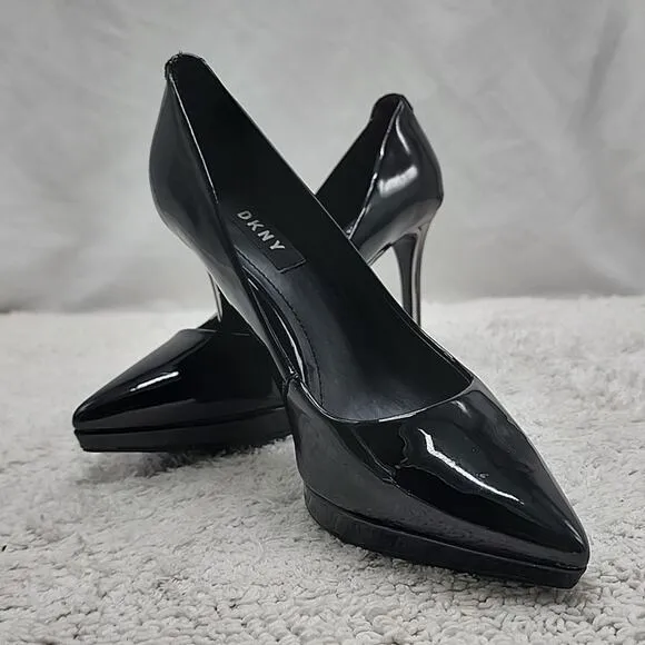 DKNY■STYLE LEXIE■POINTED TOE CLASSIC PUMP■BLACK PATEN-LEATHER■LADIES SIZE 6■GUC