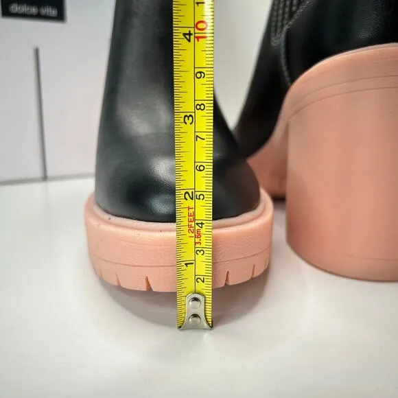 Dolce Vita Caster H20 Waterproof Leather Booties Black/Pink Women 9.5 Tried On
