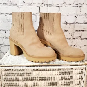 Dolce Vita Caster Platform Camel Tan Suede Ankle Booties Size 8.5