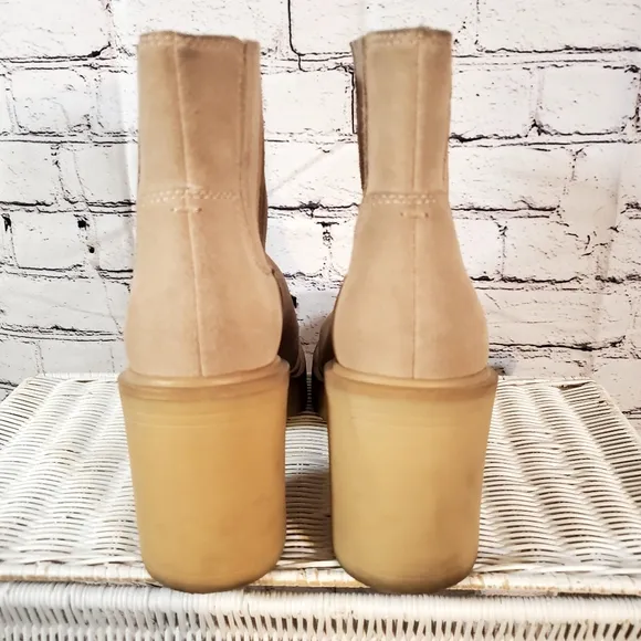 Dolce Vita Caster Platform Camel Tan Suede Ankle Booties Size 8.5