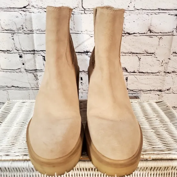 Dolce Vita Caster Platform Camel Tan Suede Ankle Booties Size 8.5