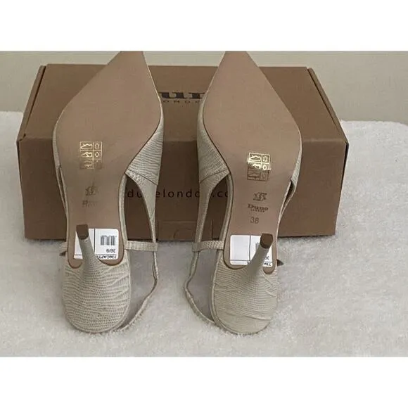 Dune London Women’s Click Snaffle Point Slingback Pumps Beige Size 8