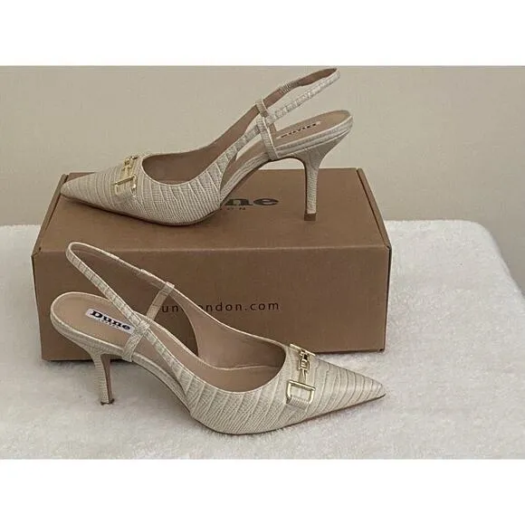 Dune London Women’s Click Snaffle Point Slingback Pumps Beige Size 8