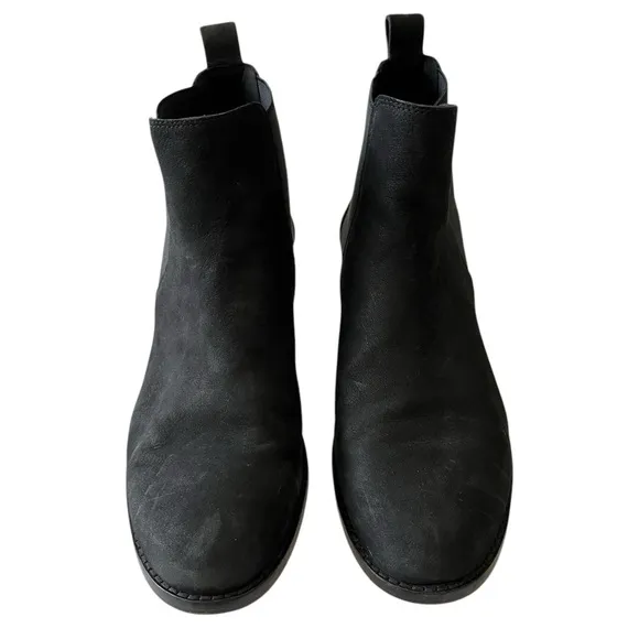 Eileen Fisher Roy Nubuck Tumbled Distressed Leather Chelsea Booties Black