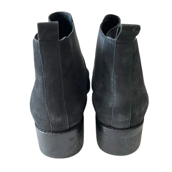 Eileen Fisher Roy Nubuck Tumbled Distressed Leather Chelsea Booties Black