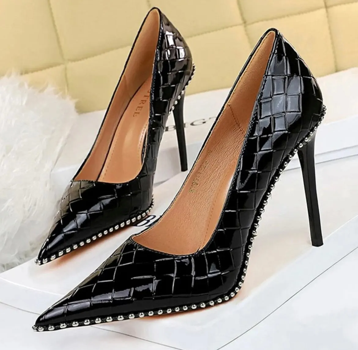 Emily Studded Woven Pumps