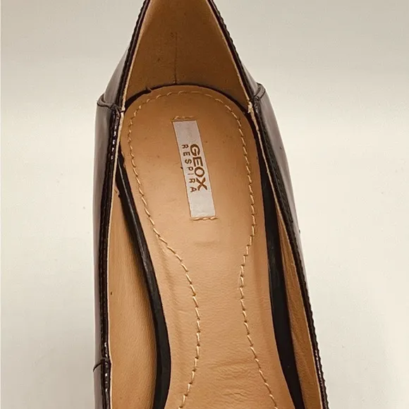 EU 36 US6 GEOX Respira Black Classic Patent Leather Pumps 3” Comfortable Heel