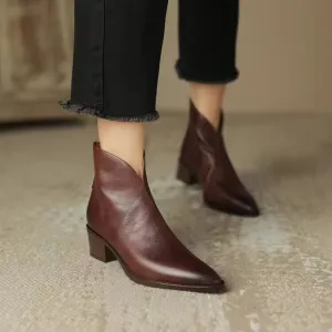 Fashion Vintage Martin Boots Mid Heel Chunky Heel Booties