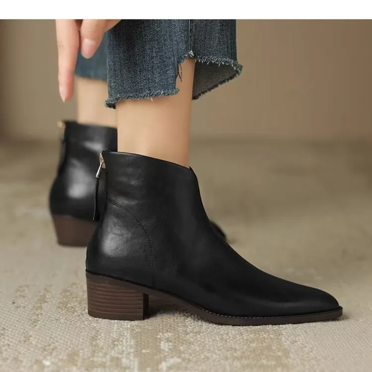 Fashion Vintage Martin Boots Mid Heel Chunky Heel Booties