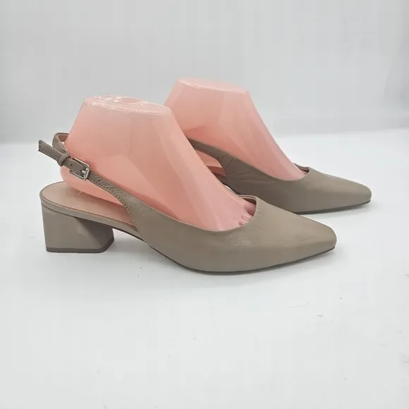 Franco Sarto Racer Slingback Pumps Beige Leather Size 8 US