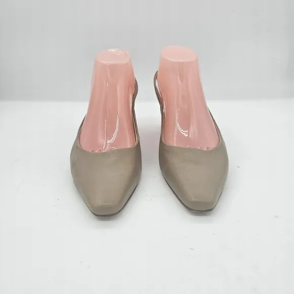 Franco Sarto Racer Slingback Pumps Beige Leather Size 8 US