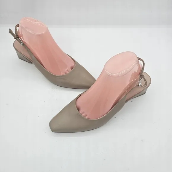 Franco Sarto Racer Slingback Pumps Beige Leather Size 8 US