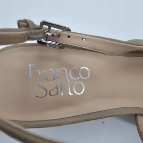 Franco Sarto Racer Slingback Pumps Beige Leather Size 8 US