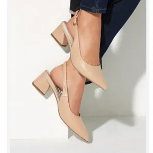 Franco Sarto Racer Slingback Pumps Beige Leather Size 8 US