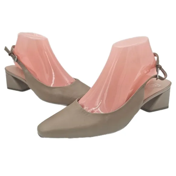 Franco Sarto Racer Slingback Pumps Beige Leather Size 8 US