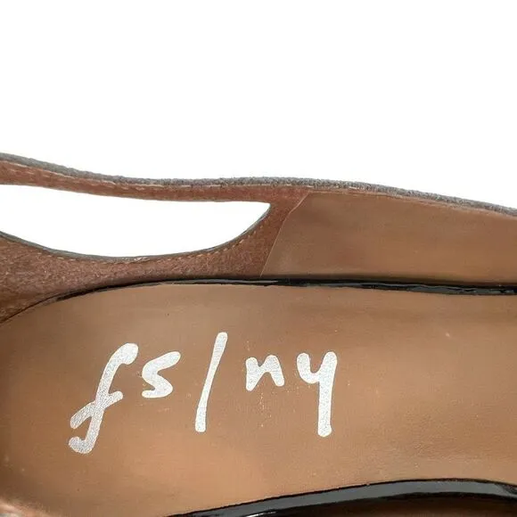 French Sole FS/NY Gray Suede Low Block Heel Pumps w/ Cutouts, Size EU 41.5 US 10