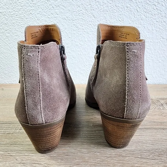 FRYE Judith Ash Taupe Beige Suede Ankle Double Zip Western Boots 7.5m