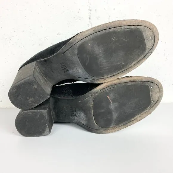 Frye Womens Nora Stud Side Zip Ankle Booties Black Suede Size 6