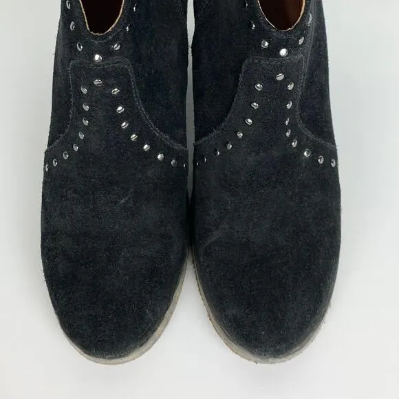 Frye Womens Nora Stud Side Zip Ankle Booties Black Suede Size 6