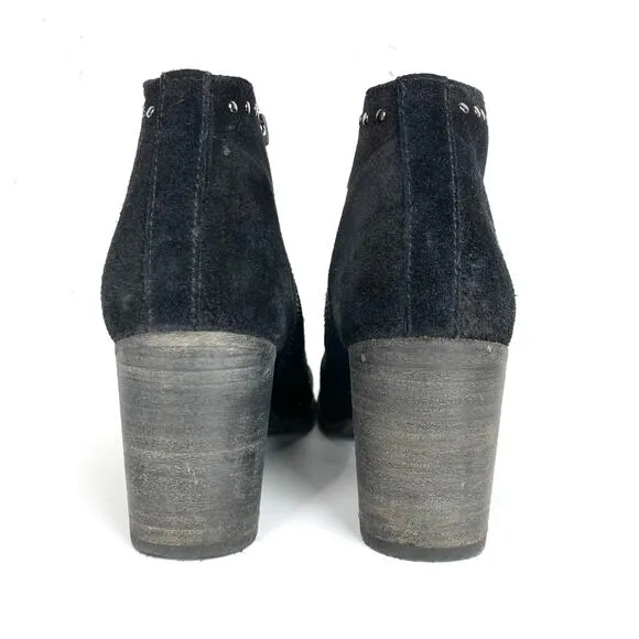 Frye Womens Nora Stud Side Zip Ankle Booties Black Suede Size 6