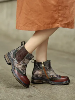 Genuine Leather Classic Old School Chelsea Booties Flat Boots