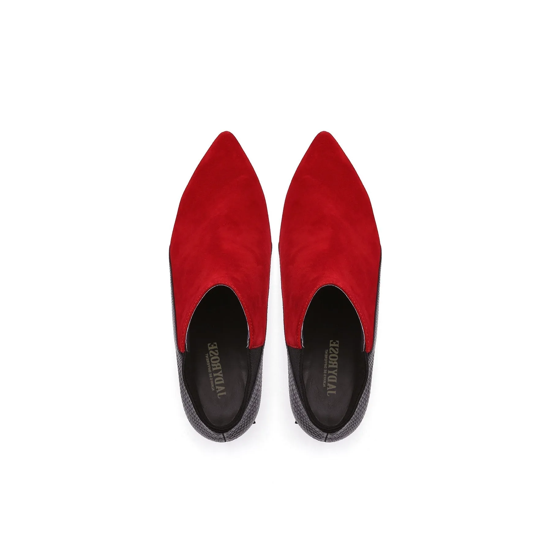 Geometry-Heel Leather Ankle Boot Red