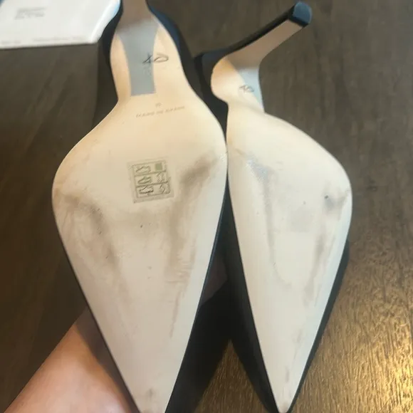 GOOD AMERICAN Black Satin Shine Pointed Toe Pumps size 8