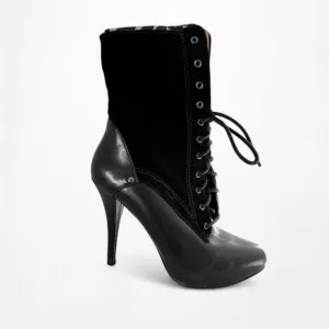 Guess Marciano Leather Suede Lace Up Military Ankle  Stiletto Boots Size 6M