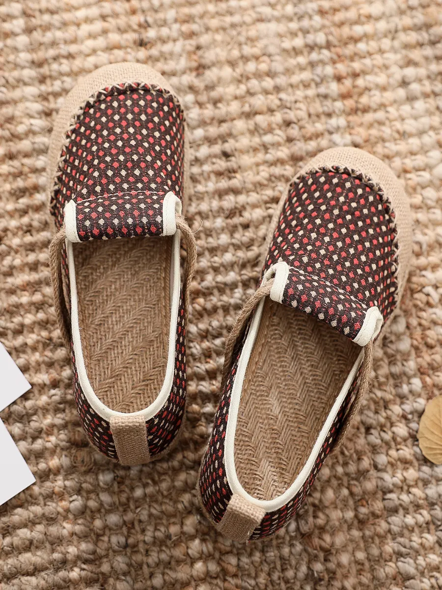 Gypsophila Print Linen Brown Espadrilles