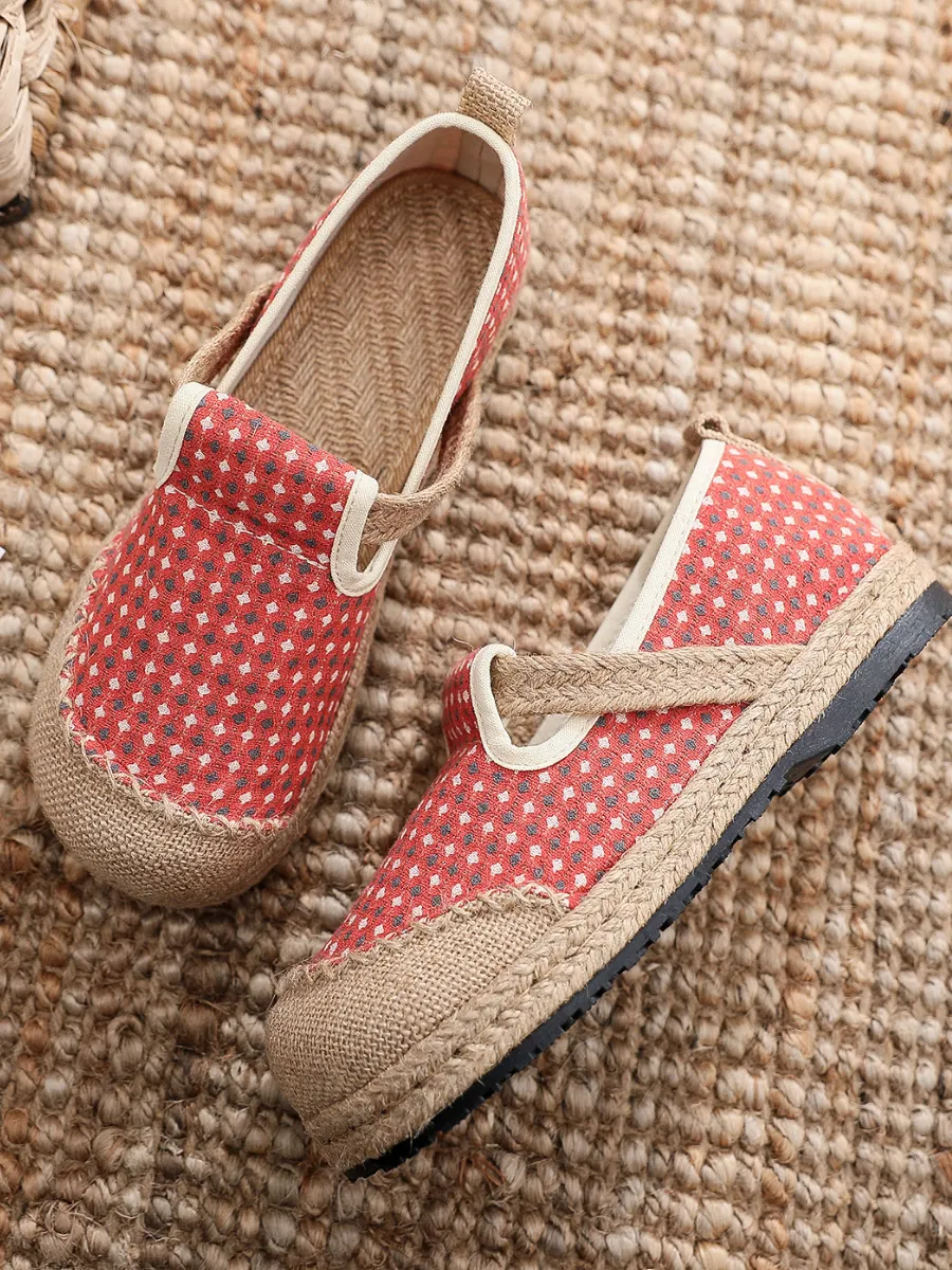 Gypsophila Print Linen Espadrilles - Coral