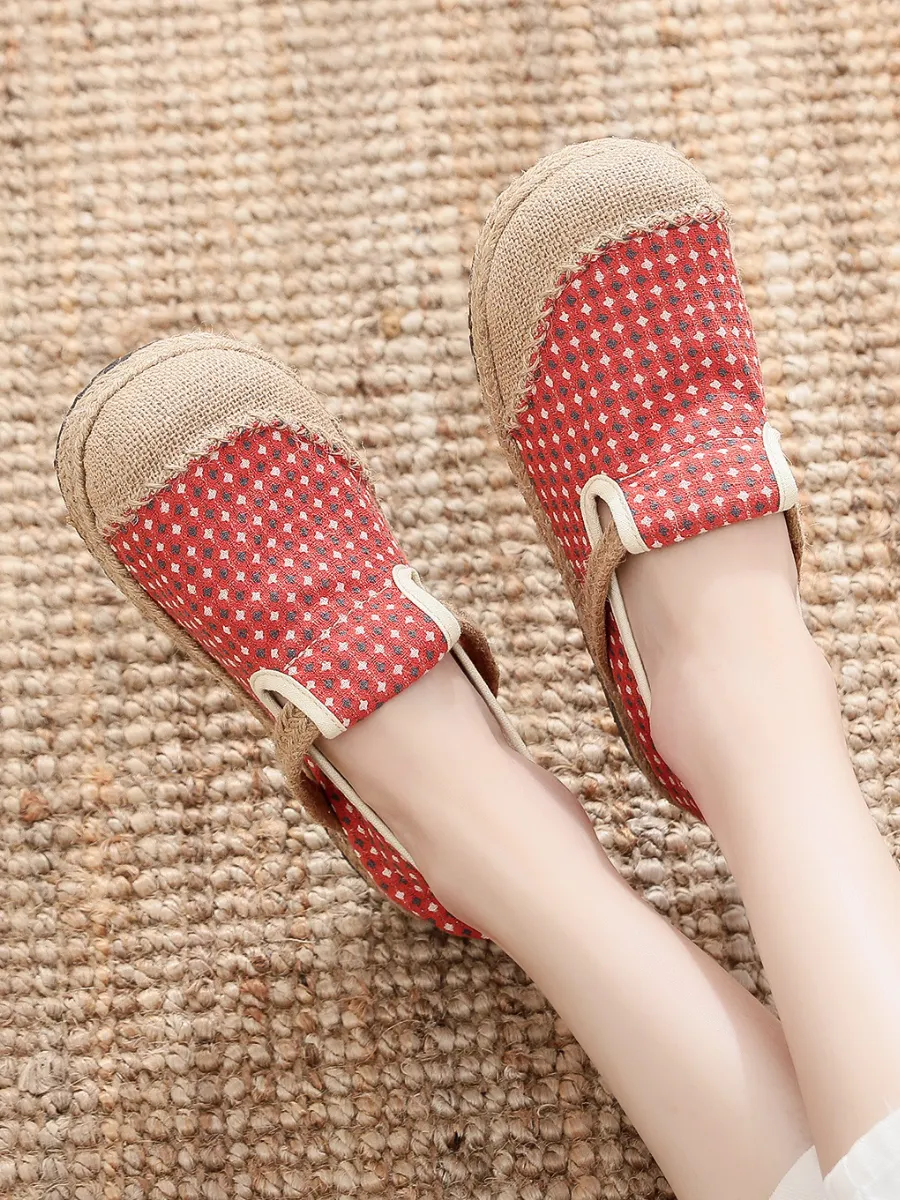Gypsophila Print Linen Espadrilles - Coral