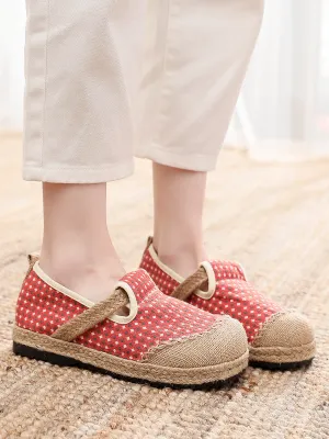 Gypsophila Print Linen Espadrilles - Coral