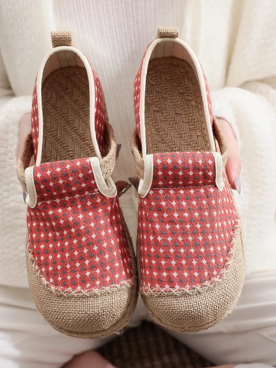 Gypsophila Print Linen Espadrilles - Coral