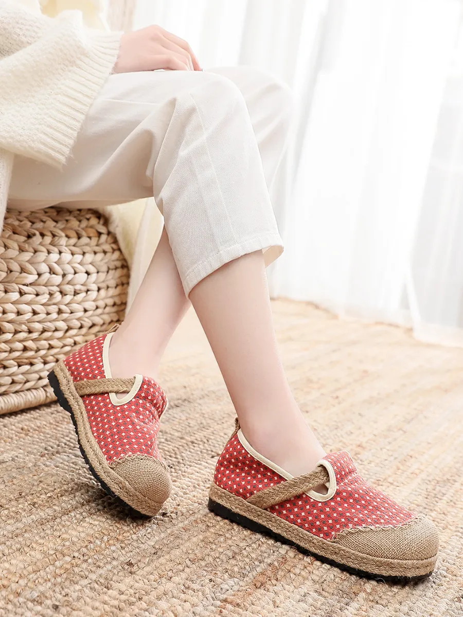 Gypsophila Print Linen Espadrilles - Coral
