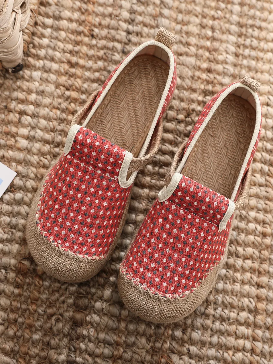 Gypsophila Print Linen Espadrilles - Coral