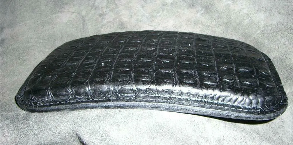Harley Bobber Seat Passenger Pad Chopper Leather Black Alligator Custom MRC