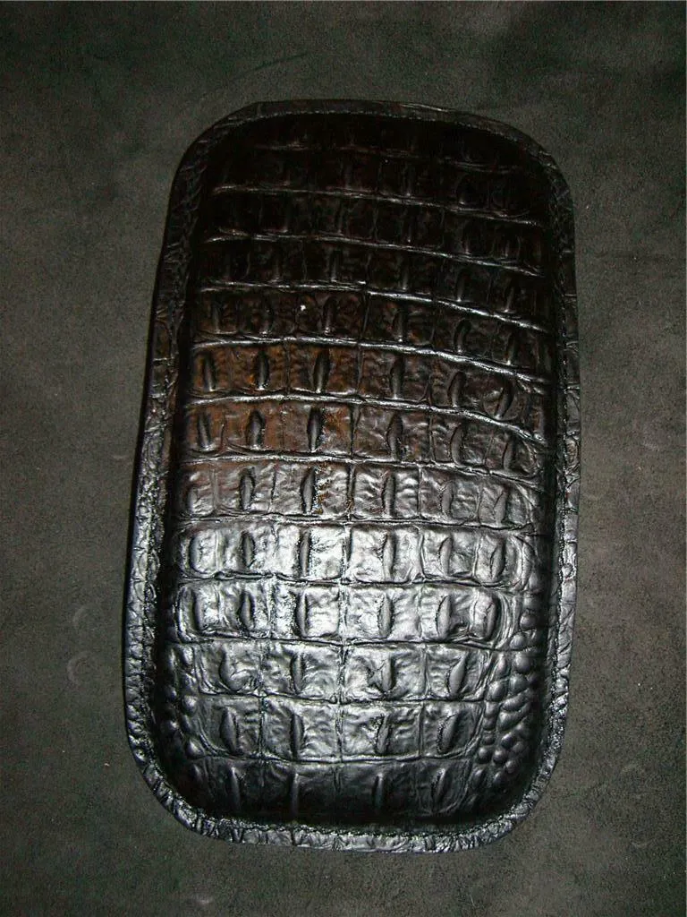 Harley Bobber Seat Passenger Pad Chopper Leather Black Alligator Custom MRC