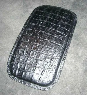 Harley Bobber Seat Passenger Pad Chopper Leather Black Alligator Custom MRC