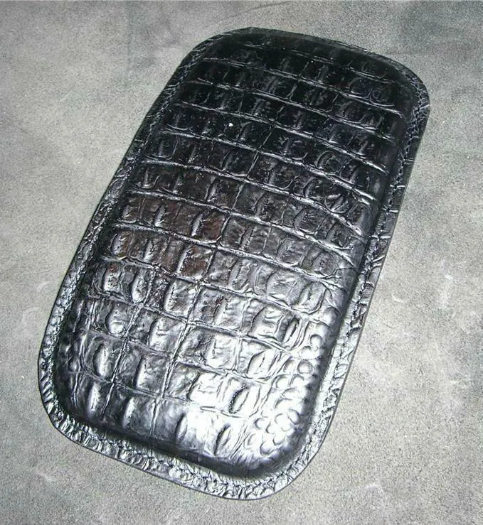 Harley Bobber Seat Passenger Pad Chopper Leather Black Alligator Custom MRC