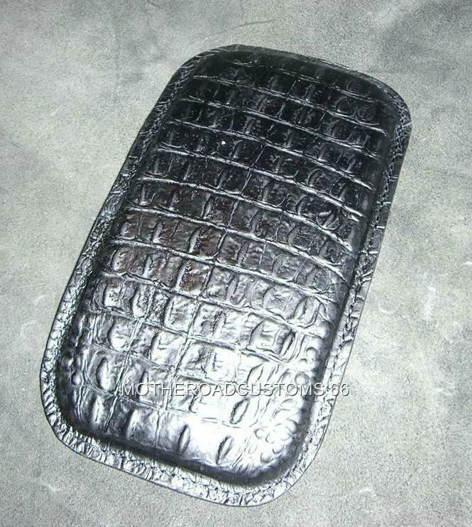Harley Bobber Seat Passenger Pad Chopper Leather Black Alligator Custom MRC