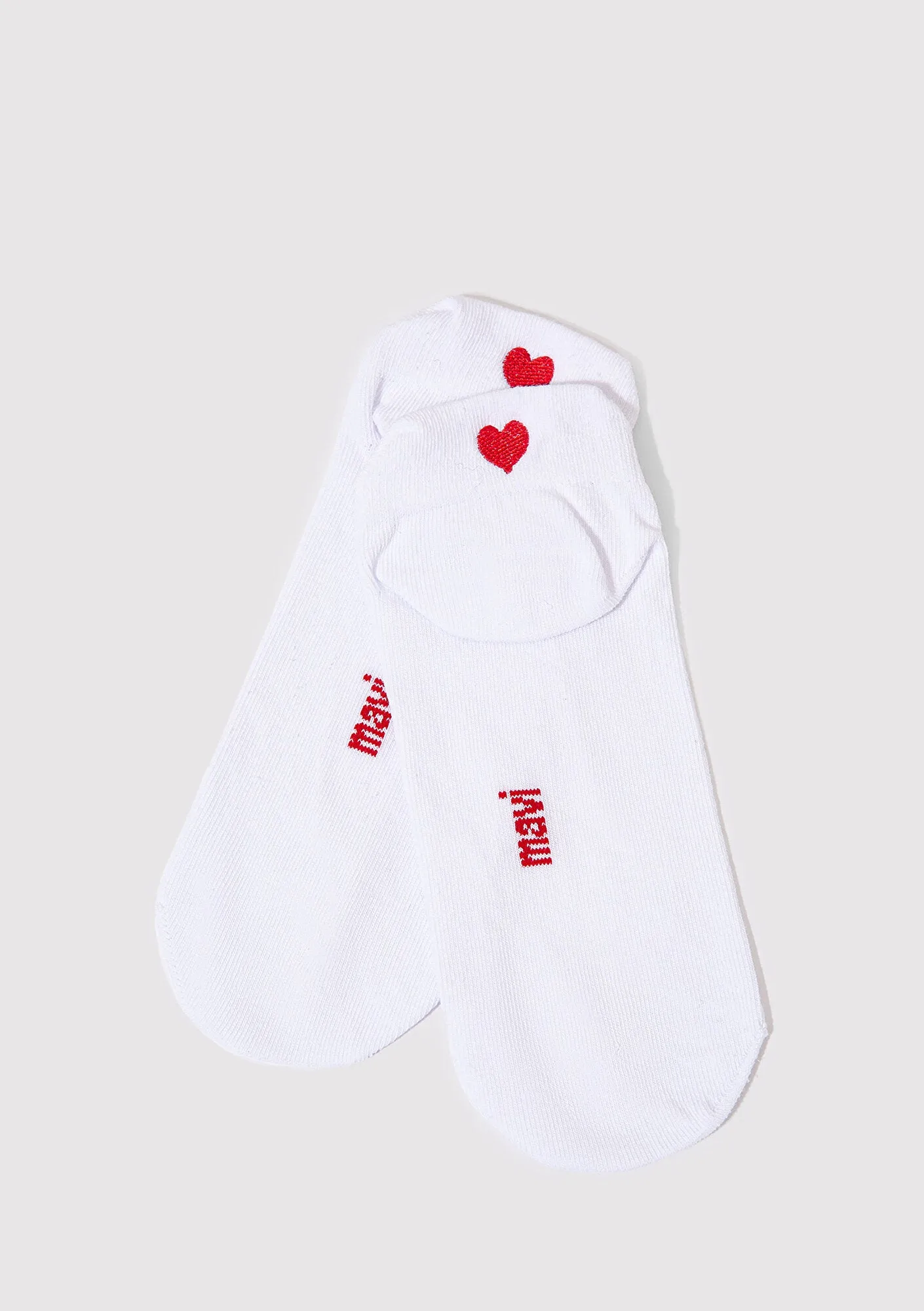 Heart Printed White Ankle Socks