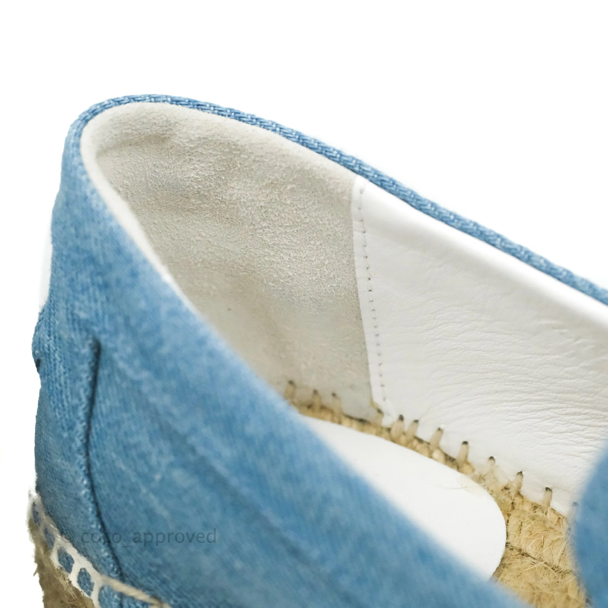 Hermes Denim Canvas Trip Espadrilles Bleu Clair Size 36