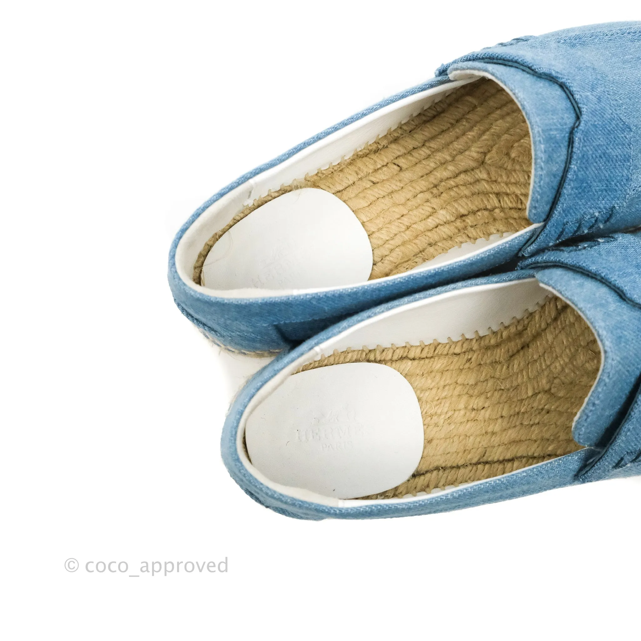 Hermes Denim Canvas Trip Espadrilles Bleu Clair Size 36