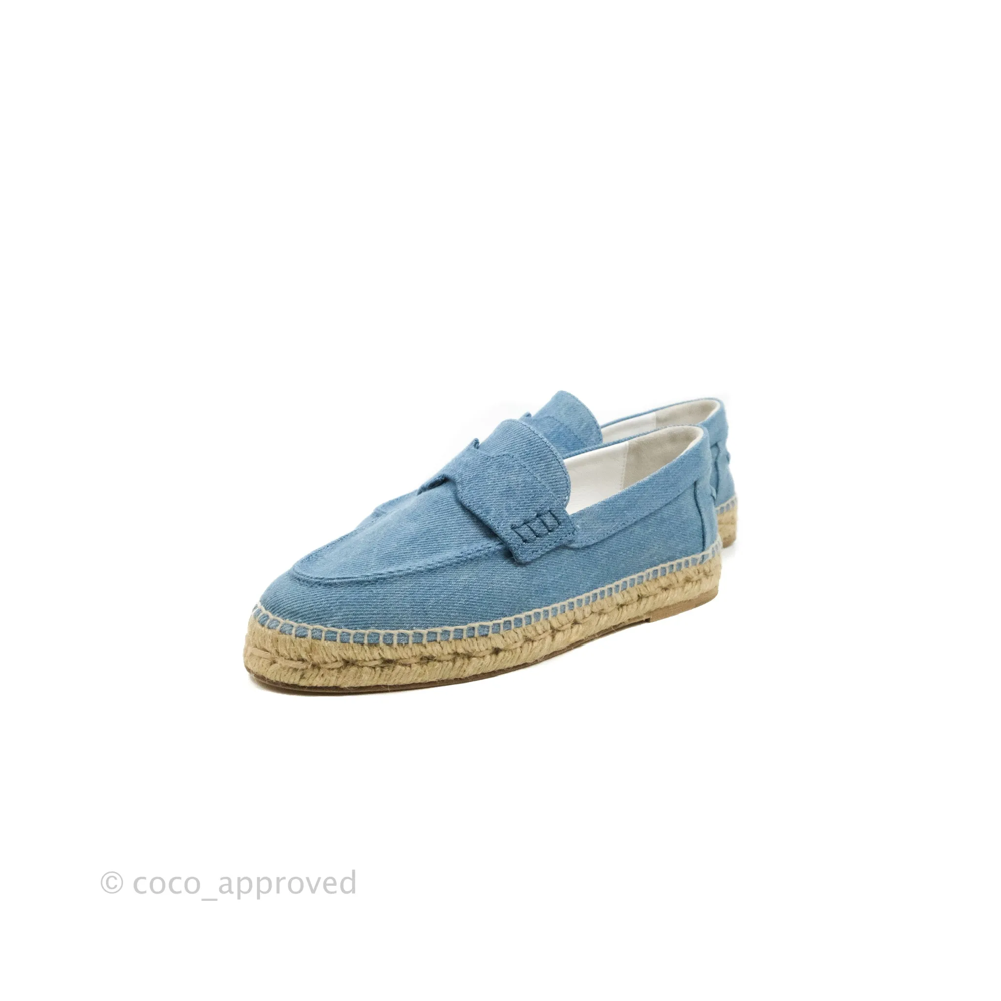 Hermes Denim Canvas Trip Espadrilles Bleu Clair Size 36