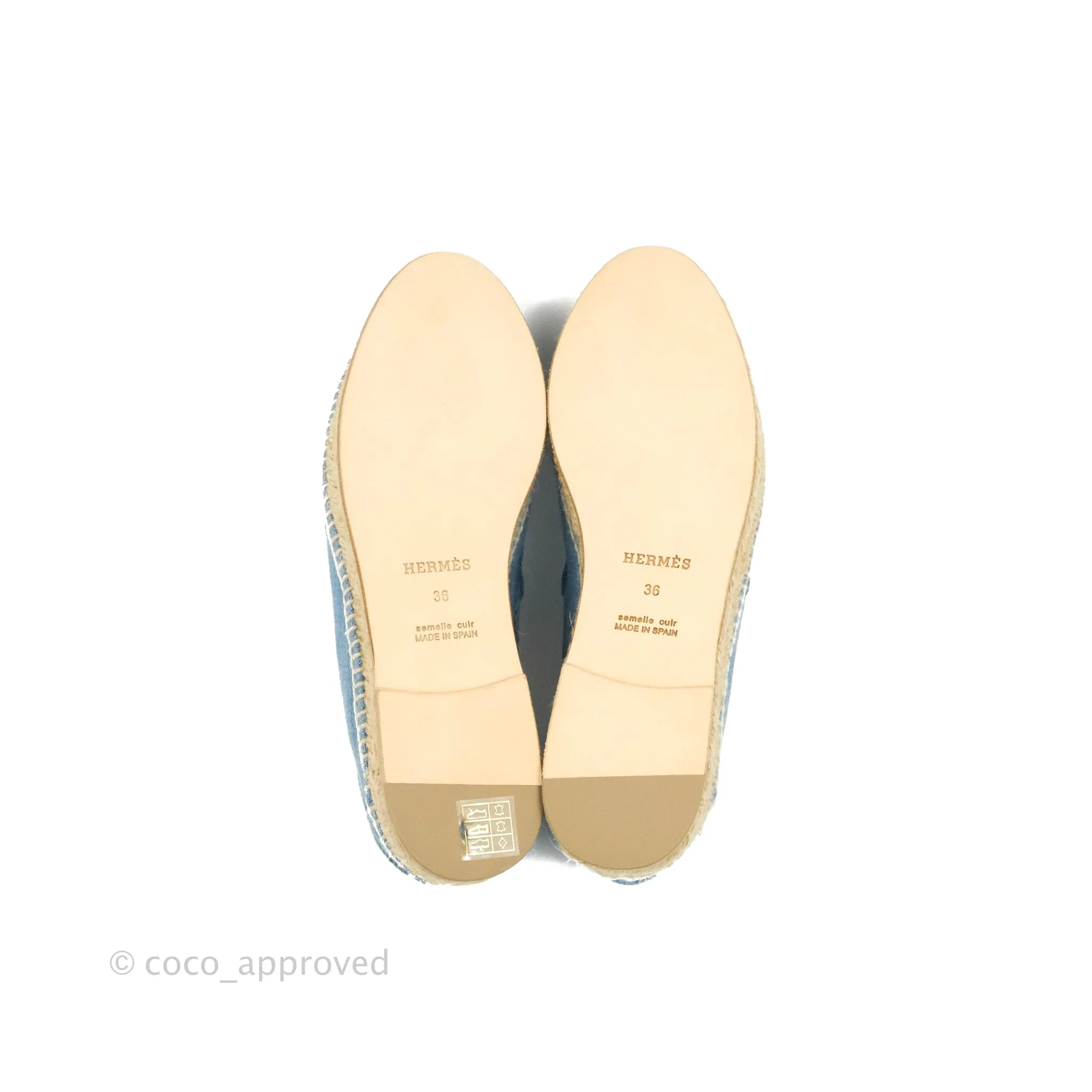 Hermes Denim Canvas Trip Espadrilles Bleu Clair Size 36
