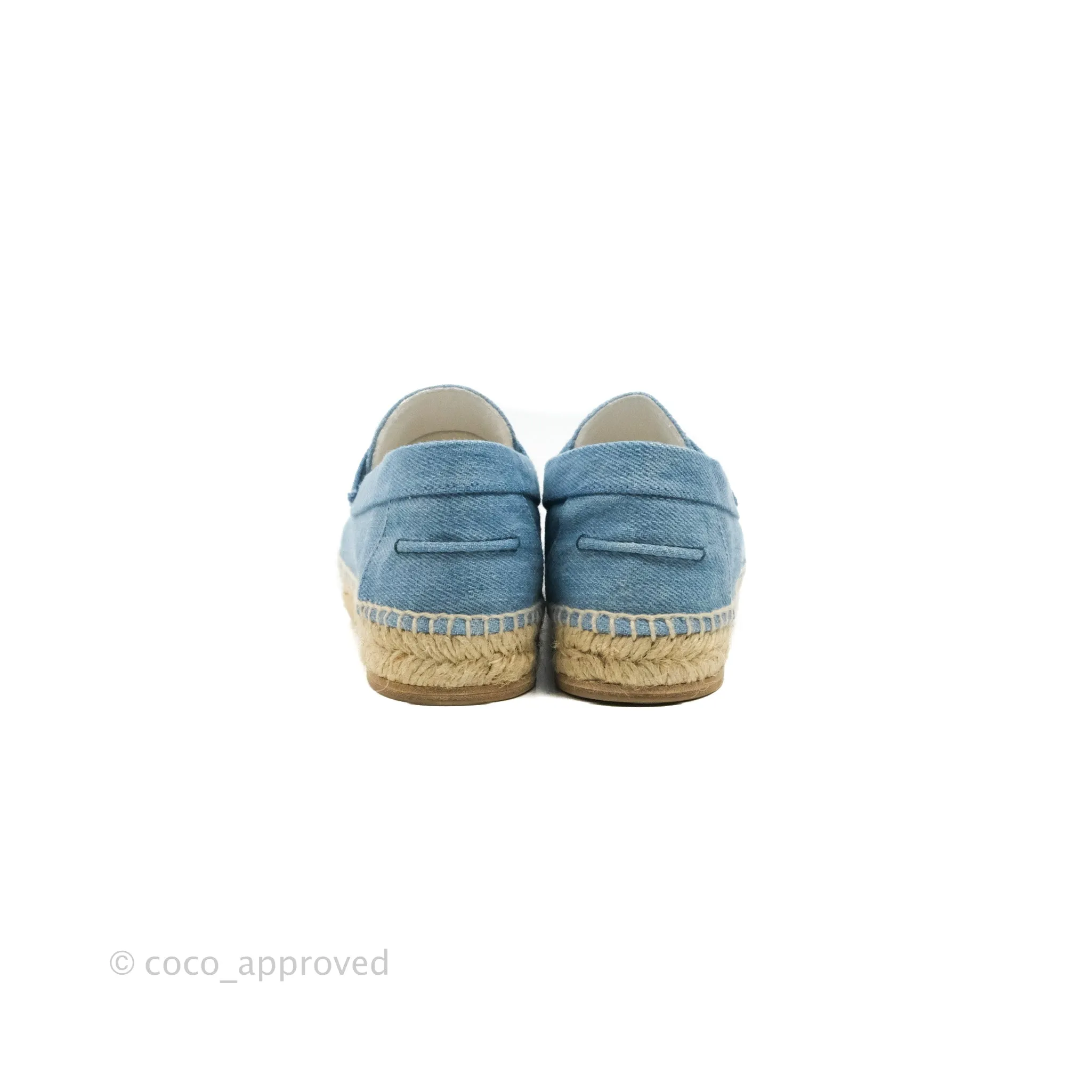 Hermes Denim Canvas Trip Espadrilles Bleu Clair Size 36