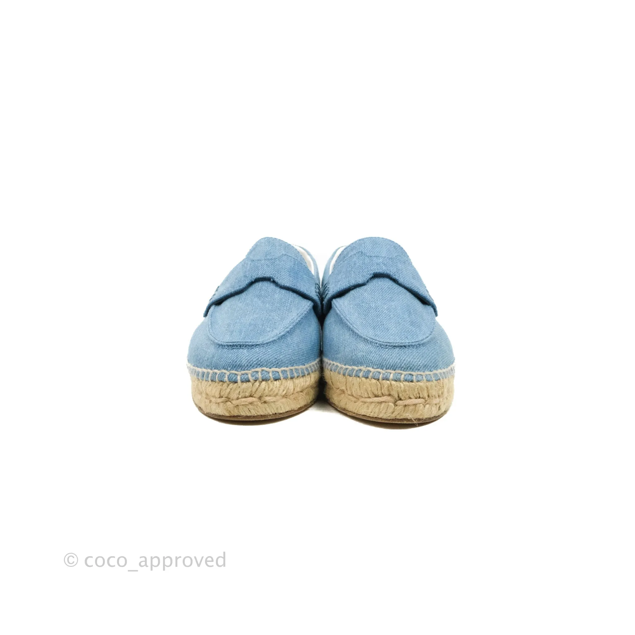 Hermes Denim Canvas Trip Espadrilles Bleu Clair Size 36