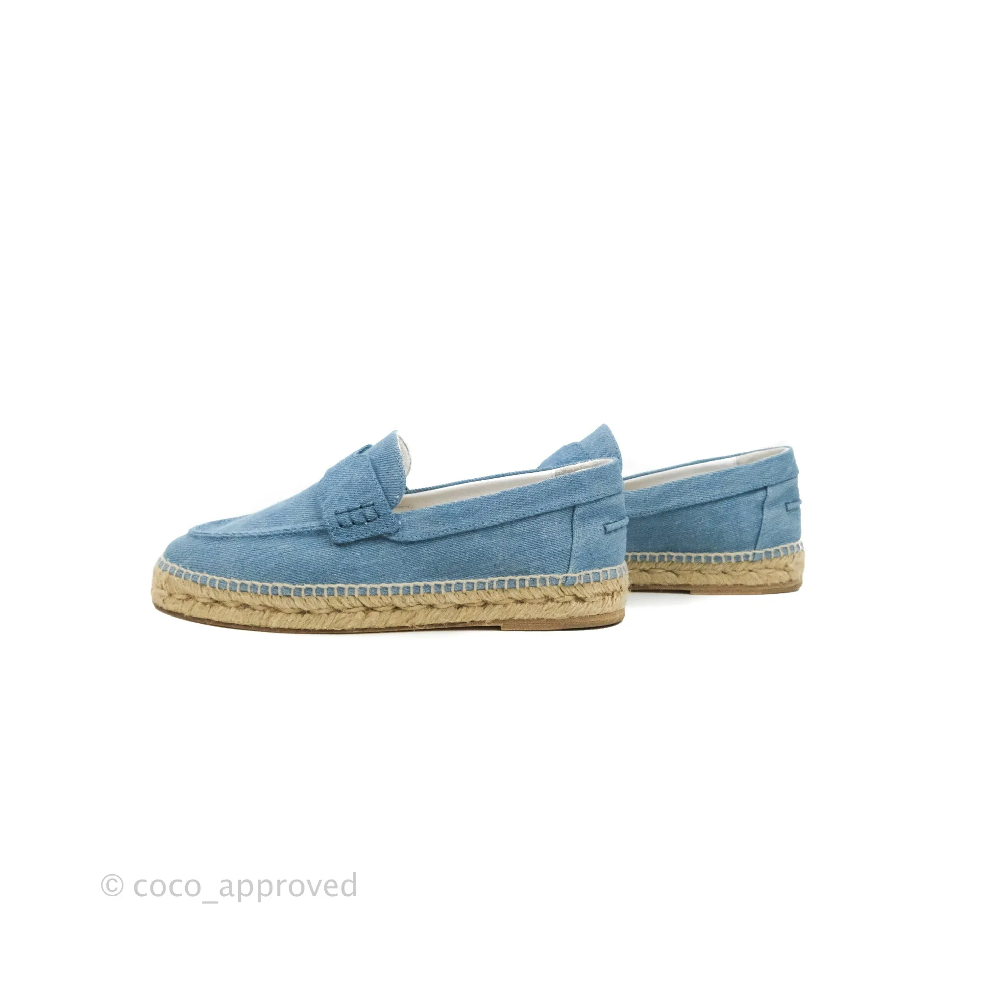 Hermes Denim Canvas Trip Espadrilles Bleu Clair Size 36