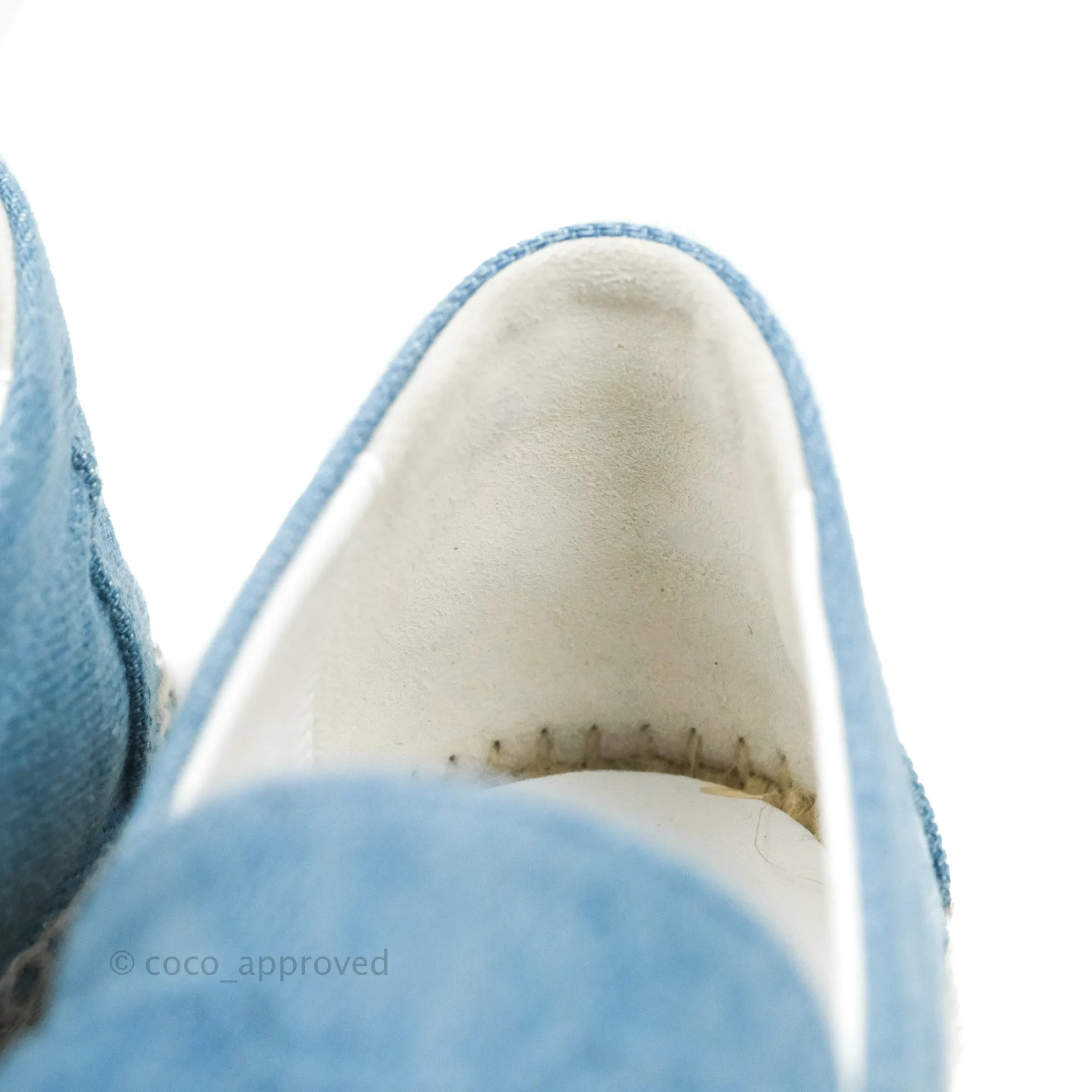 Hermes Denim Canvas Trip Espadrilles Bleu Clair Size 36