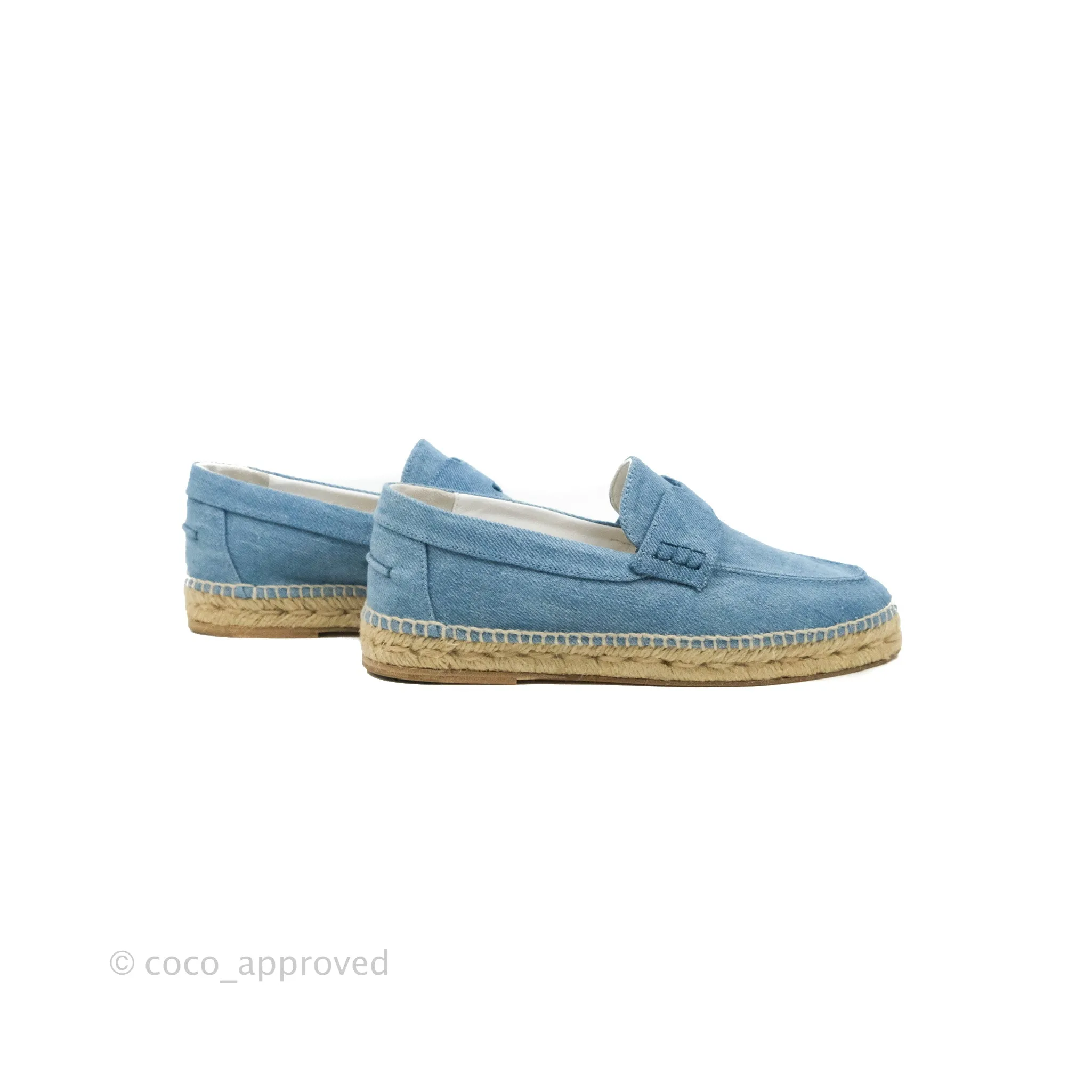 Hermes Denim Canvas Trip Espadrilles Bleu Clair Size 36